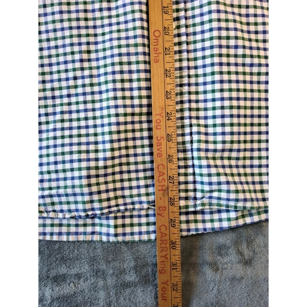 Polo Ralph Lauren Mens 3XB Big & Tall Gingham‎ Button Down Shirt Green Navy Blue